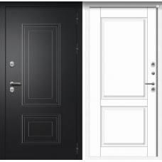 Дверь входная FlyDoors ШТОРМ Букле черный - Белая шагрень с терморазрывом